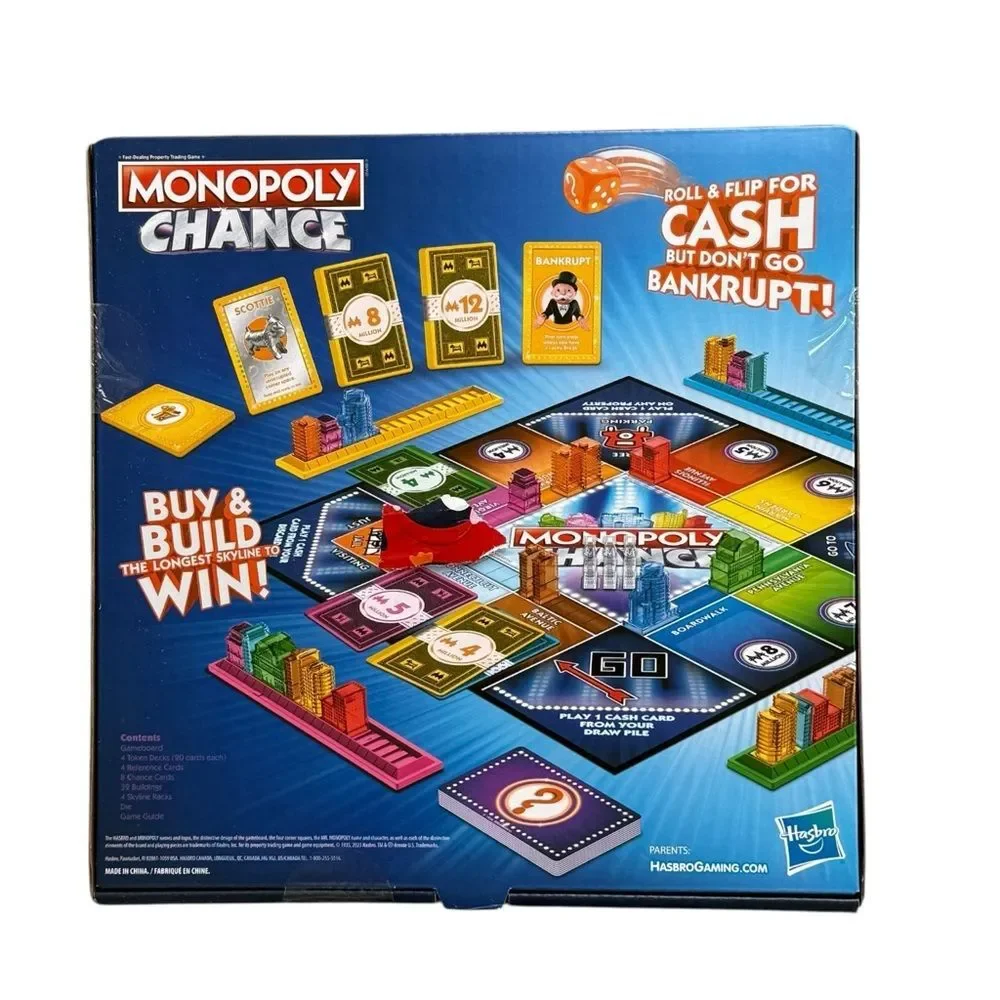 Monopoly Chance Kids Family Board Game Screen-Free Fun.
